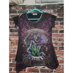 Maxi & Me M Shirt Top Bling‎ Skeleton VooDoo New Orleans Grunge Gothic Punk Rock